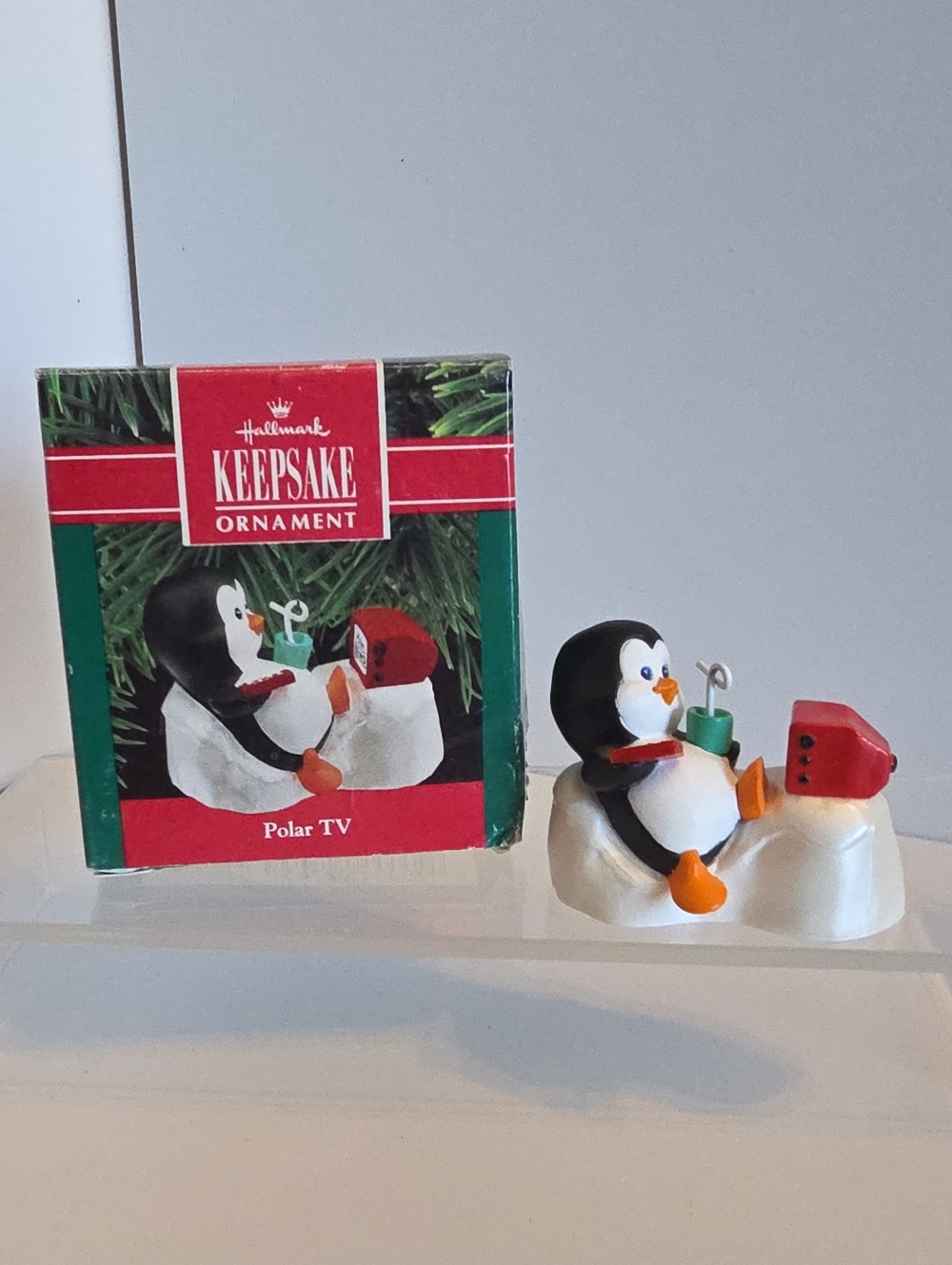 Vintage 1990 Hallmark Keepsake Penguin Polar TV Christmas Ornament w/Box
